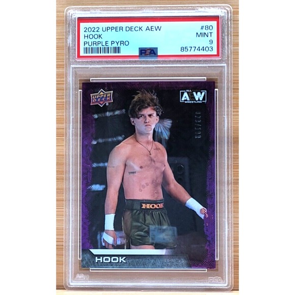 2022 UPPER DECK AEW HOOK PURPLE PYRO‎ PSA 9 #D/199